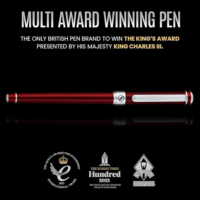 Scriveiner Personalized Deep Crimson Red Pen - Stunning Red Lacquer Luxury Pen with Chrome Finish, Schmidt Ink Refill, Best Engraved Roller Ball Gift Set for Men & Women, Custom Name Engraving