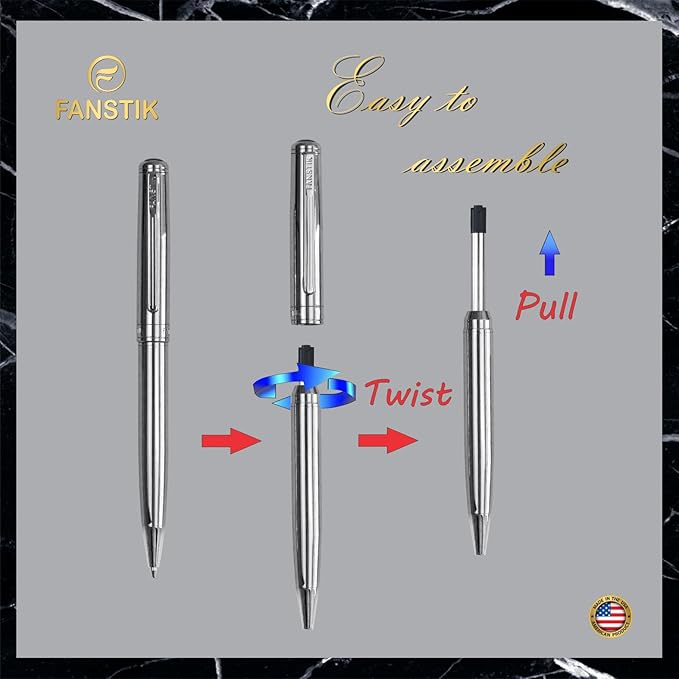 Silver Luxury ballpoint Pen (Made In USA) fancy gift set for women, Real 24K Gold Plating, Professional executive pen gift set for men (Lux BallPoint Silver)