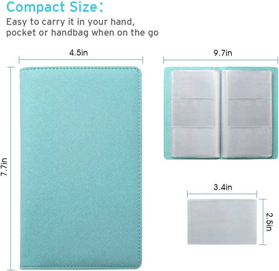 Sooez Leather Professional Business Card Book Holder Organizer, 240 Capacity Credit Card Booklet, PU Name Cards Holder Storage File for Men Women, Mint Green