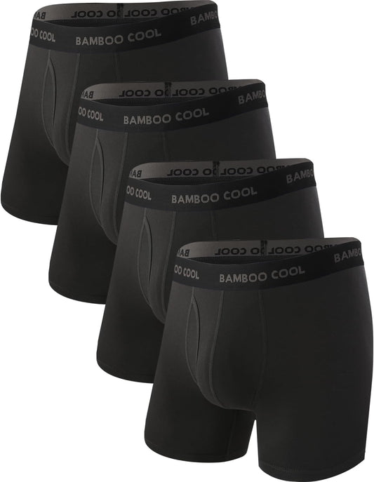 BAMBOO COOL Men's Ultra Breathable Underwear,No Riding Up Boxer Briefs with ComfortFlexible Waistband,Multipack
