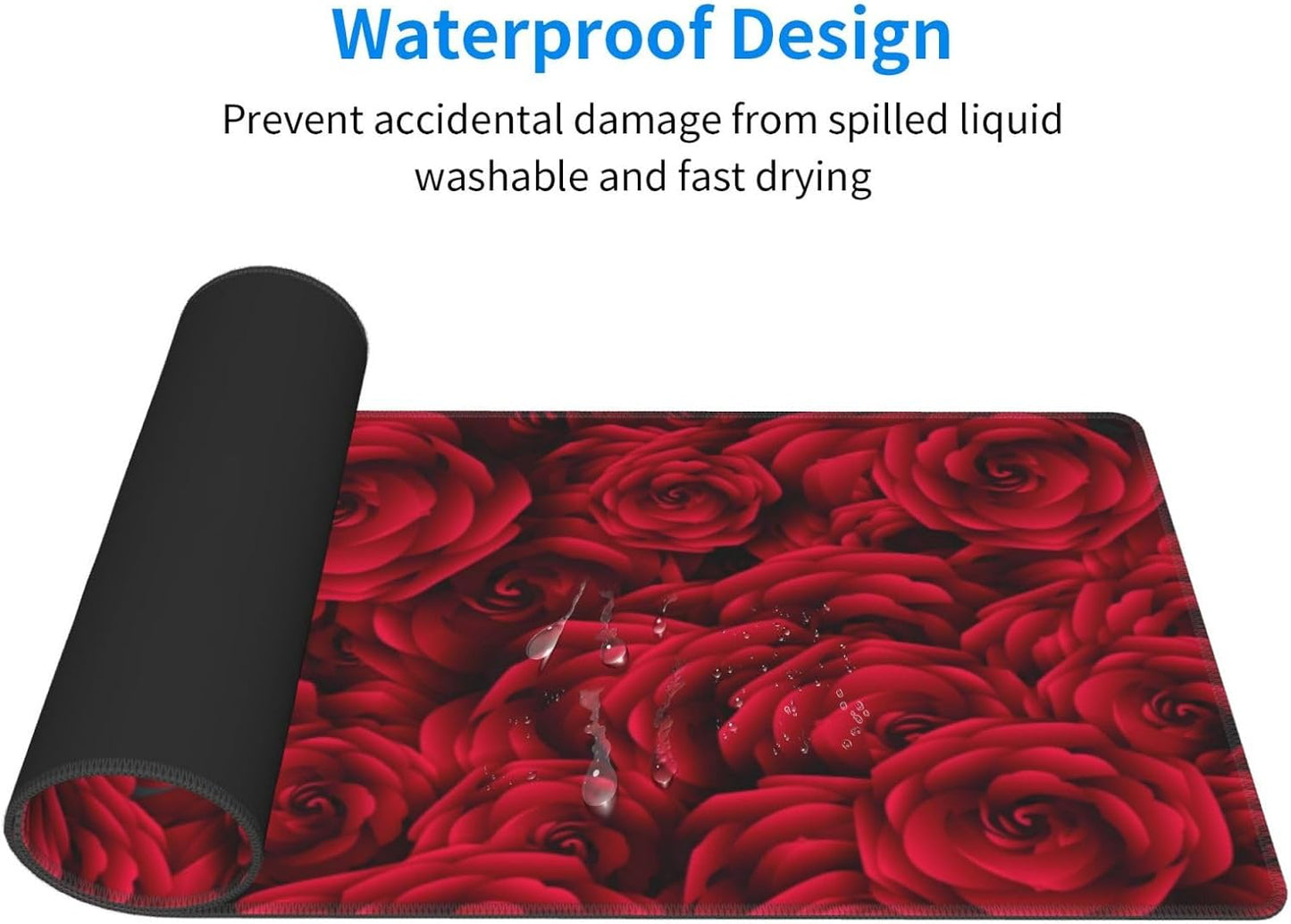 Red Roses Mouse Pad, Flower Large Big Gaming Mouse Pad Desk Pad, Mousepad with Non-Slip Rubber Base, Extended XXL Mouse Mat for Computer Laptop Office Accessories