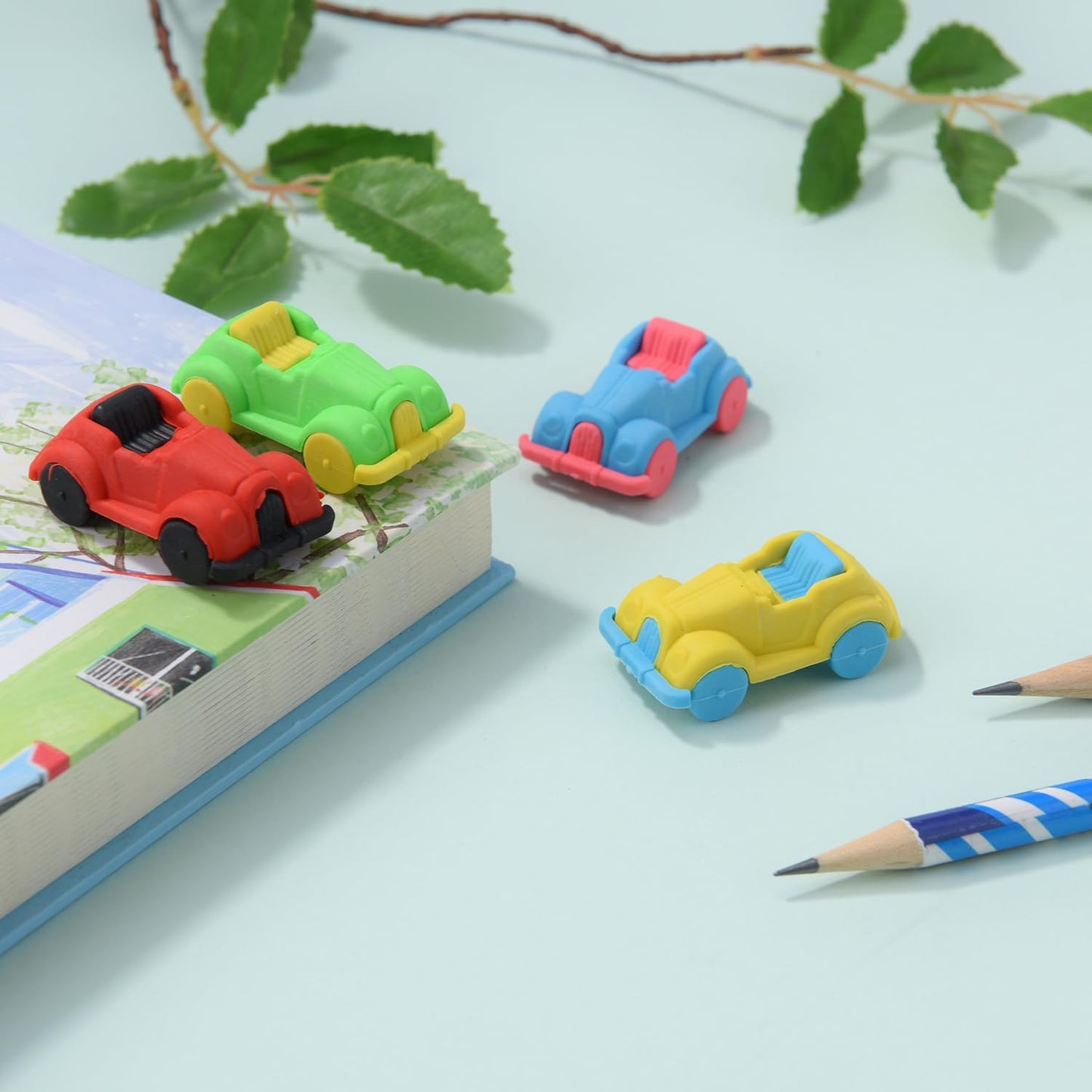 12 Pack Multicolor 3D Car Erasers for Kids, Fun Take Apart Erasers for School Supplies Prize Gifts Party Favors