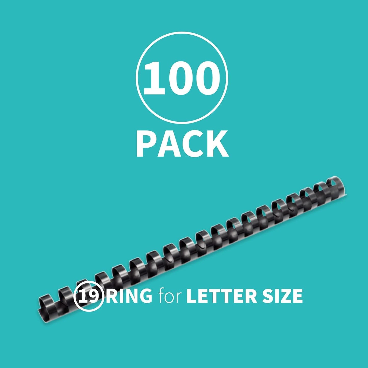 Binditek 100 Pack Plastic Binding Comb Spines, 5/8 Inch Diameter, 120 Sheet Capacity, for Letter Size, Black, for Students and Coworkers