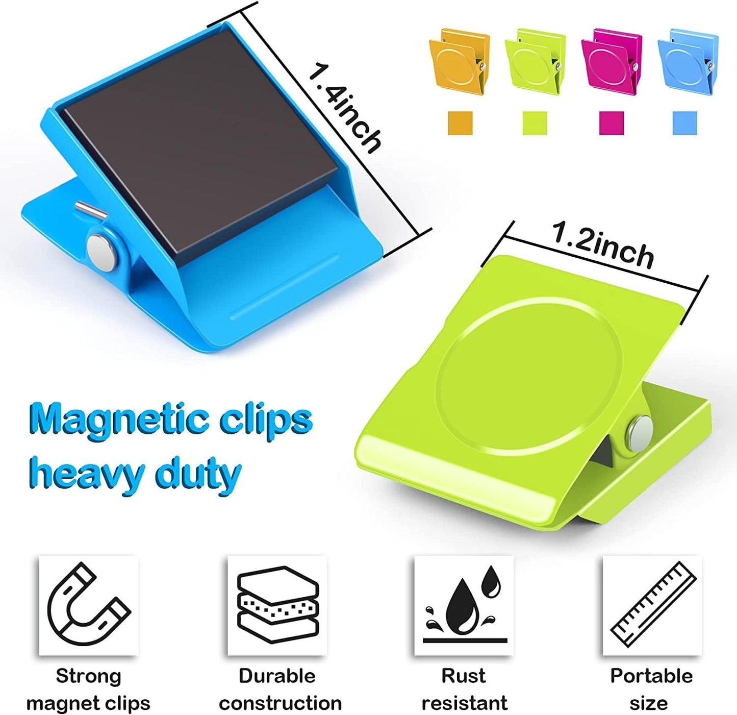 Grtard 24 Pack Magnetic Clips Heavy Duty, Colorful Strong Fridge Magnet Clips Heavy Duty, Metal Magnet Clips for Fridge, clip Magnets, Magnetic Clips for Refrigerator, Locker, Whiteboard, Home, Office