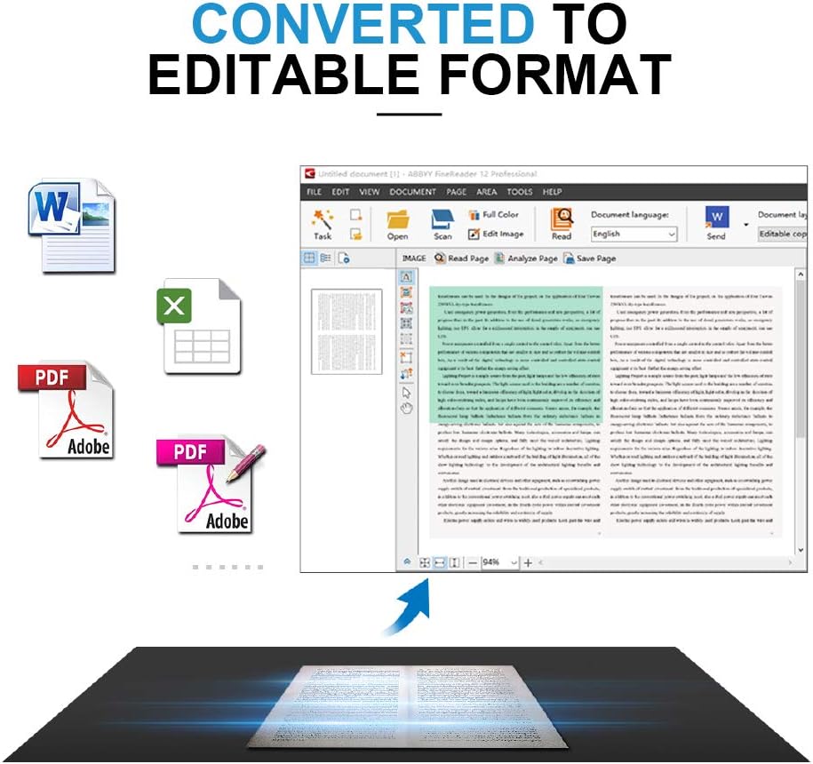 JOYUSING 14MP HD Document Scanner, Capture Size A3, Smart Multi-Language OCR, Convert to PDF/Word/Txt/Excel on Windows and PDF on Mac System