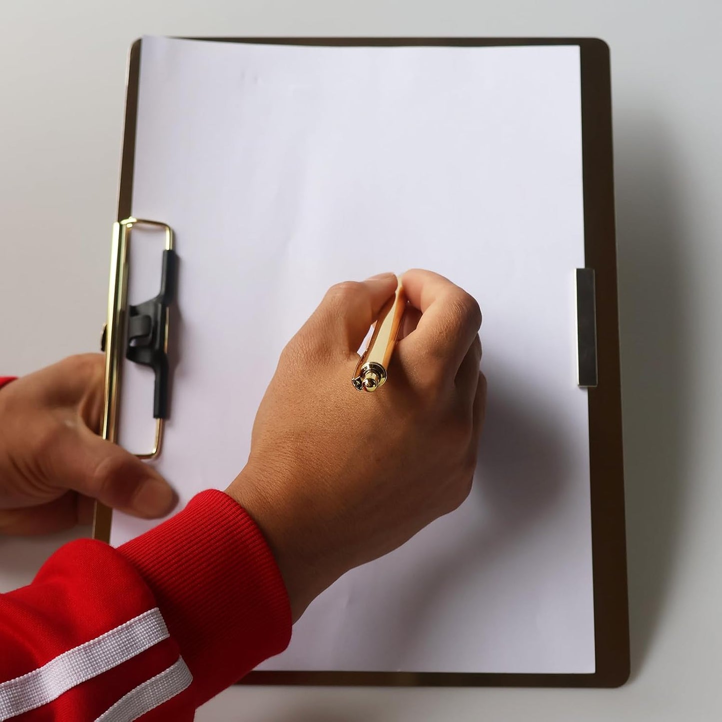 Stainless Steel Magnetic Clipboard with Pen - Multiple Sizes, Magnetic Design, Essential for Office and Home (Gold 4.3 x 6.5 Inches)