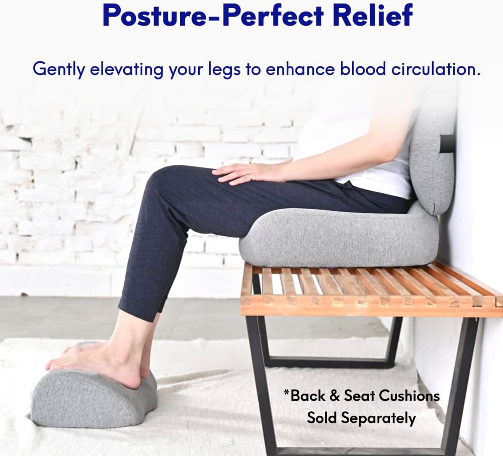 C CUSHION LAB Ergonomic Foot Rest for Under Desk - Patented Massage Ridge Design Memory Foam Foot Stool Pillow for Work, Home, Gaming, Computer, Office Chair - Footrest for Back and Hip Pain Relief