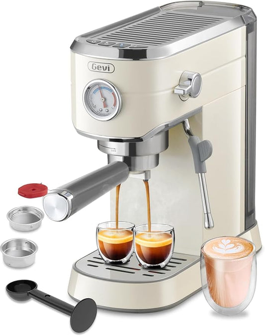 Gevi Commercial Espresso and Coffee Makers, Professional Espresso Maker Latte Machine with Milk Frother, Stainless Steel Expresso Coffee Machines for Home, Compact Cappuccino Machine, Great Gift