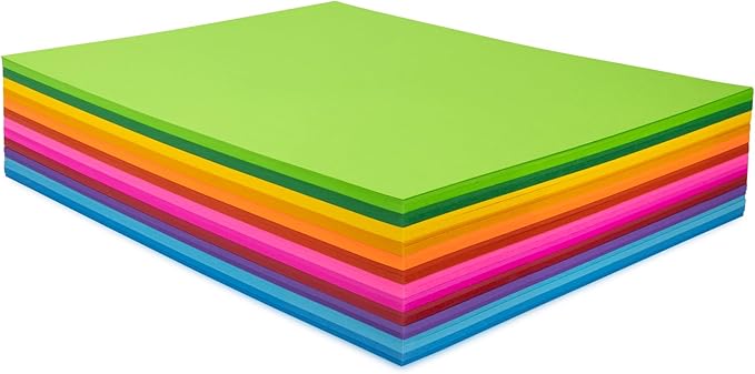 Hygloss Products Bright Colored Cardstock - 144 Sheets - 8.5x11 Card Stock Paper- 10-12 Bright Colors