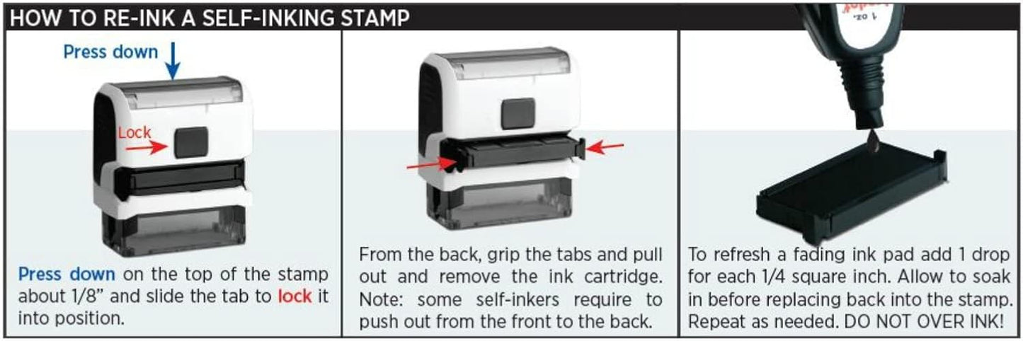 Infusion Self-Inking Custom Rubber Stamp (Personal or Business Use) - Choose from 16 Colors (1-1/4" x 2")