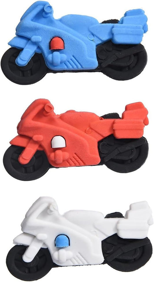 12 Pack 3D Motorcycle Erasers for Kids, Boys and Girls - Fun Take Apart School Supplies, Prize Gifts, Party Favors