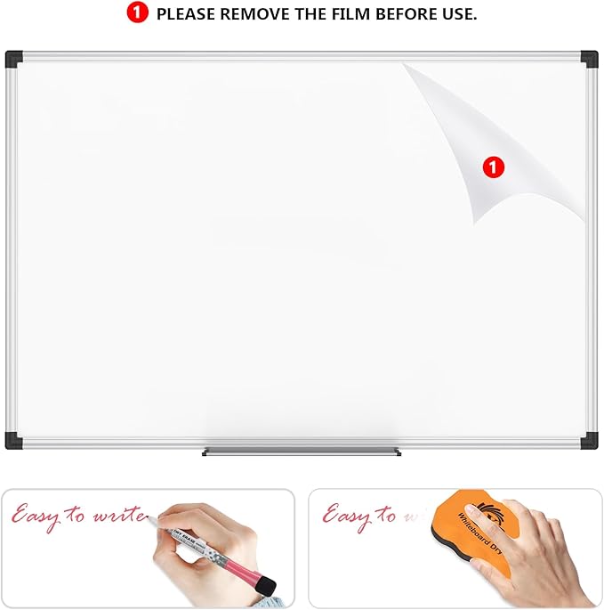 XBoard Magnetic Whiteboard 36 x 24 Inch, Hanging Dry Erase Board with Aluminium Frame & Marker Tray 3' x 2' | Wall Mounted Magnetic White Board for Home School Office