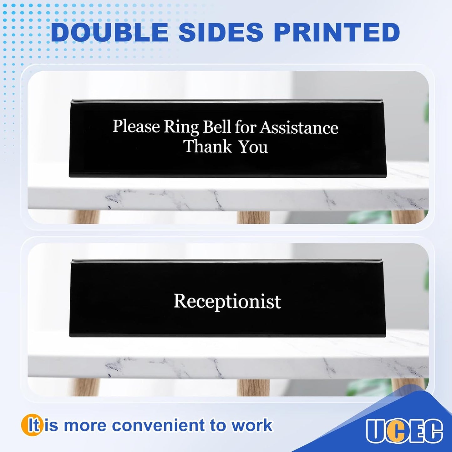 UCEC Desk Bell for Service, Ring Bell Sign, Dinner Bell for Inside, Call Bell & Double-Side Please Ring Bell, No Receptionist Sign, Reception Bell for Hotels Schools Restaurants Reception Areas
