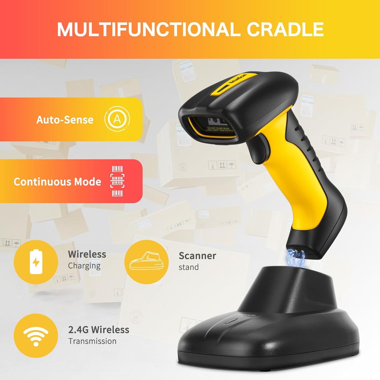 NetumScan Industrial Bluetooth QR Barcode Scanner, IP67 Waterproof & 7M Drop Proof, 1.3M CMOS Sensor Wireless 1D 2D Bar Code Scanner with Charging Stand for Store, POS, Computer, iPhone, Android