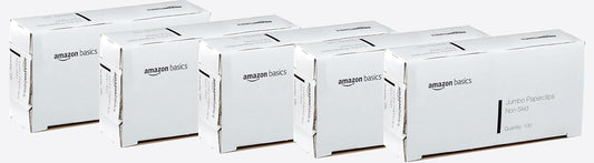 Amazon Basics Jumbo Size Office Paper Clips, Non Skid, 1000 Count (10 Pack of 100), Silver, A7072557