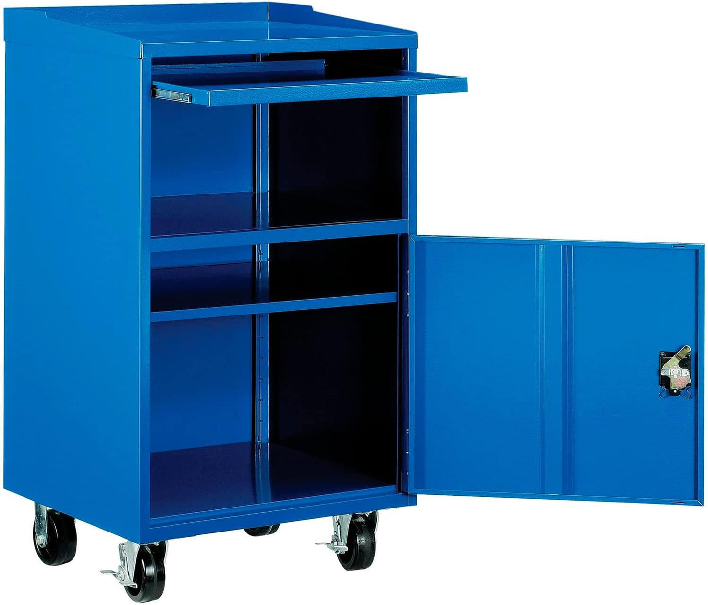 Global Industrial Mobile Computer Cabinet, Blue, 27" W x 24" D x 49-1/4"H