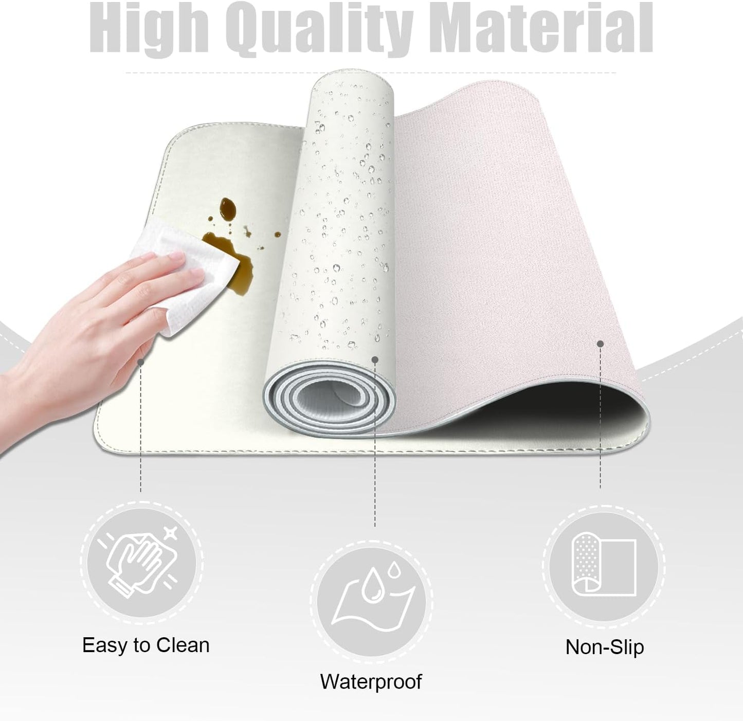 Leather Desk Pad Protector, Desk Mat, Large Mouse Pad, Non-Slip Desk Blotter, Office Laptop Desk Pad, PU Leather Desk Writing Pad for Office and Home (White, 31.5" x 15.7")