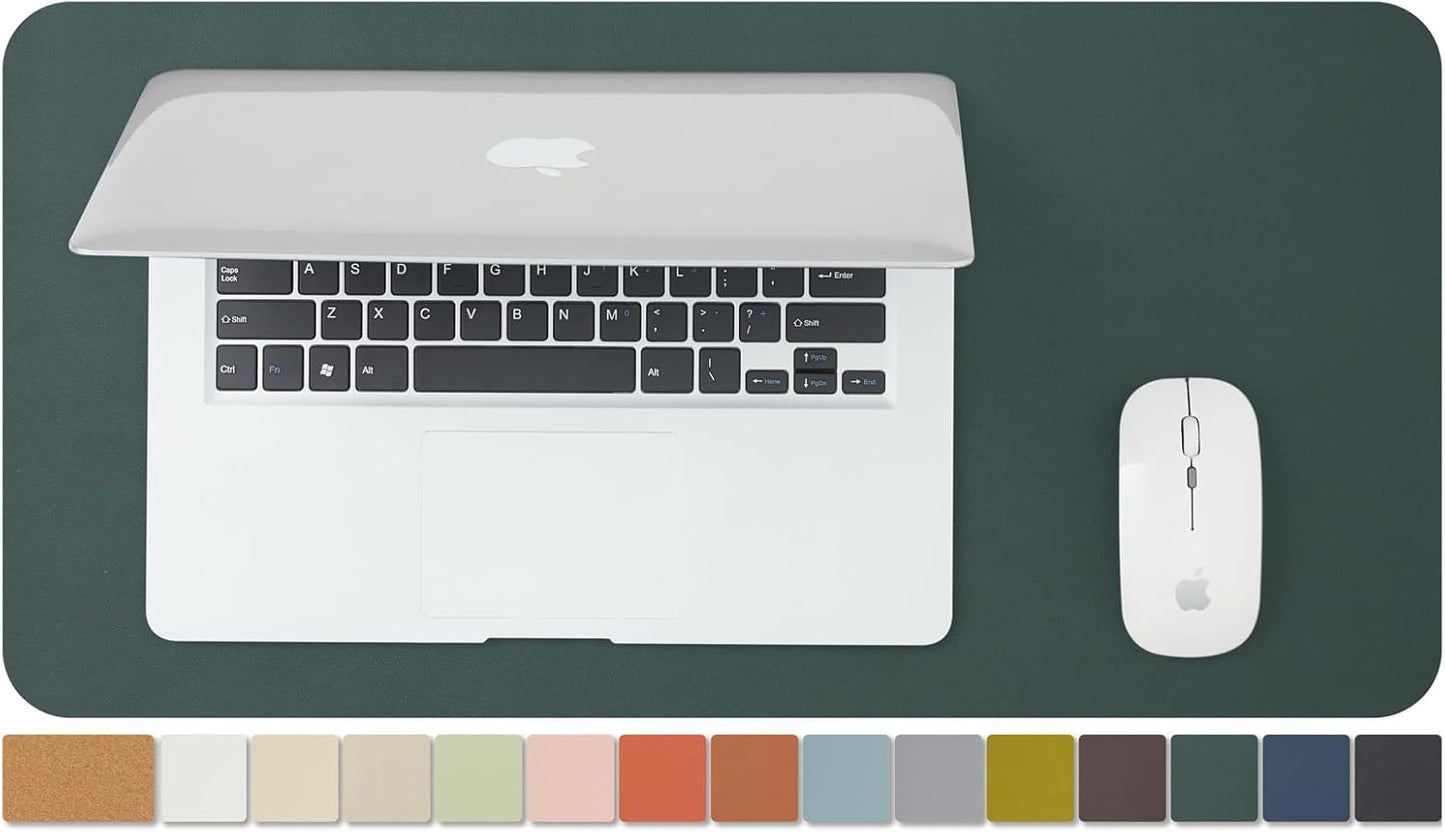 Compact Cork Desk Mat - Small Dual-Sided Desk Pad for Office and Home - Desk Organization and Accessories - Ideal for Large Mouse Pad and Small Desk Mats on Top of Desks(Dark Green,23.6"x 11.8")