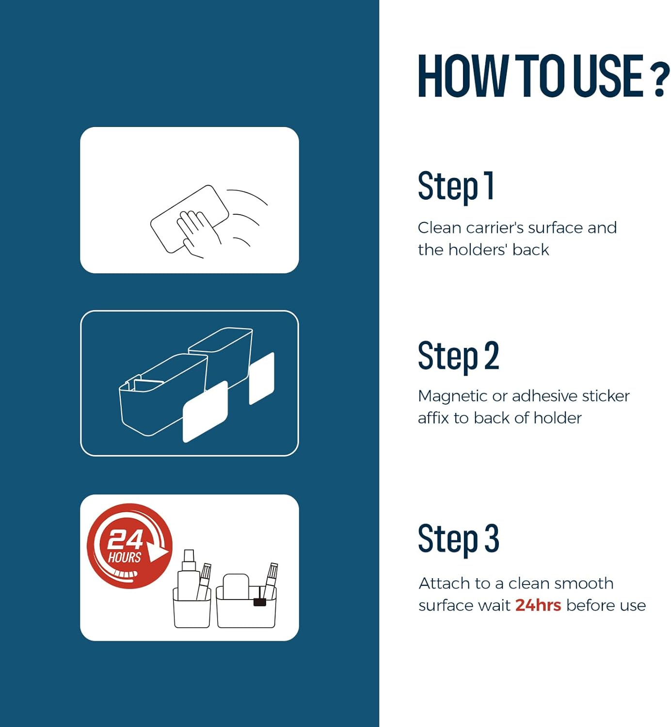 loukin Magnetic & Adhesive Dry Erase Marker Holder with Diver, 1 Small + 1 Mini, Magnetic Storage Organizer for Whiteboard or Refrigerators (Black)