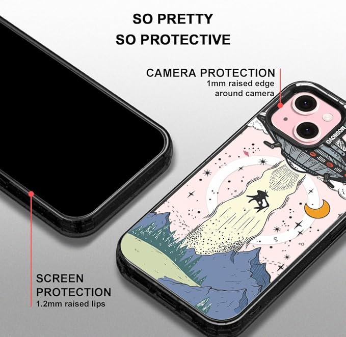 MOSNOVO Magnetic Case for iPhone 15 Plus, 10ft Military-Grade Protection, Compatible with Magsafe, Shockproof Phone Case for iPhone 15 Plus / 14 Plus - UFO - Clear Black