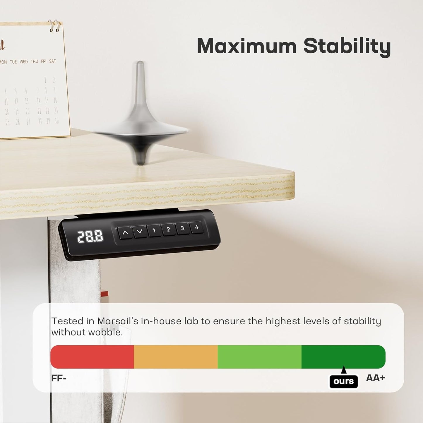 Marsail 40x24 Electric Standing Desk - Adjustable Height Computer Desk with Memory Presets, Storage Bag & Cable Management for Home Office & Gaming Workstations