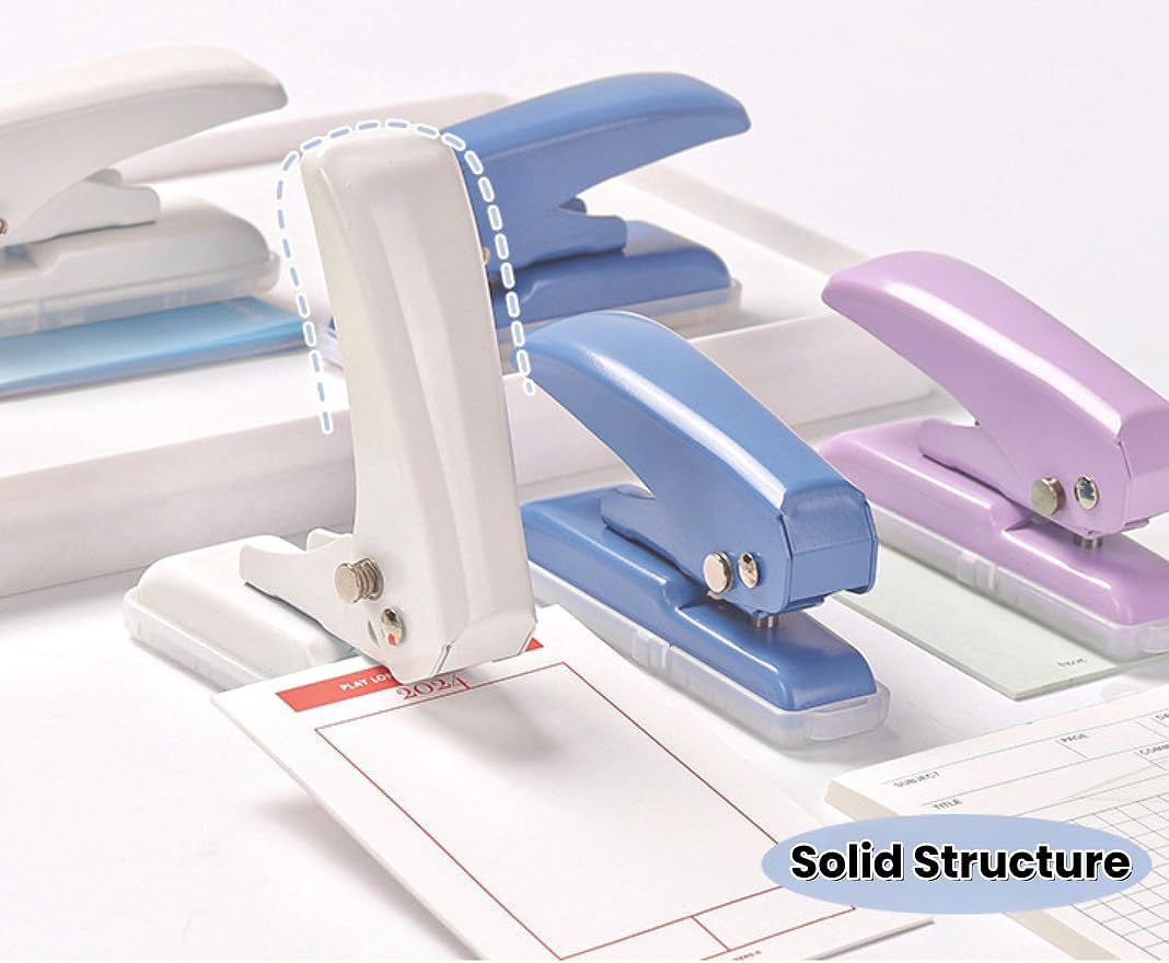 Single Hole Punch, 40 Sheets Punch Capacity Hole Puncher Heavy Duty Hole Puncher Single Small Hole Punch One Hole Puncher for Crafts Paper Cards Tags Scrapbook-1/4 inch Hole, White
