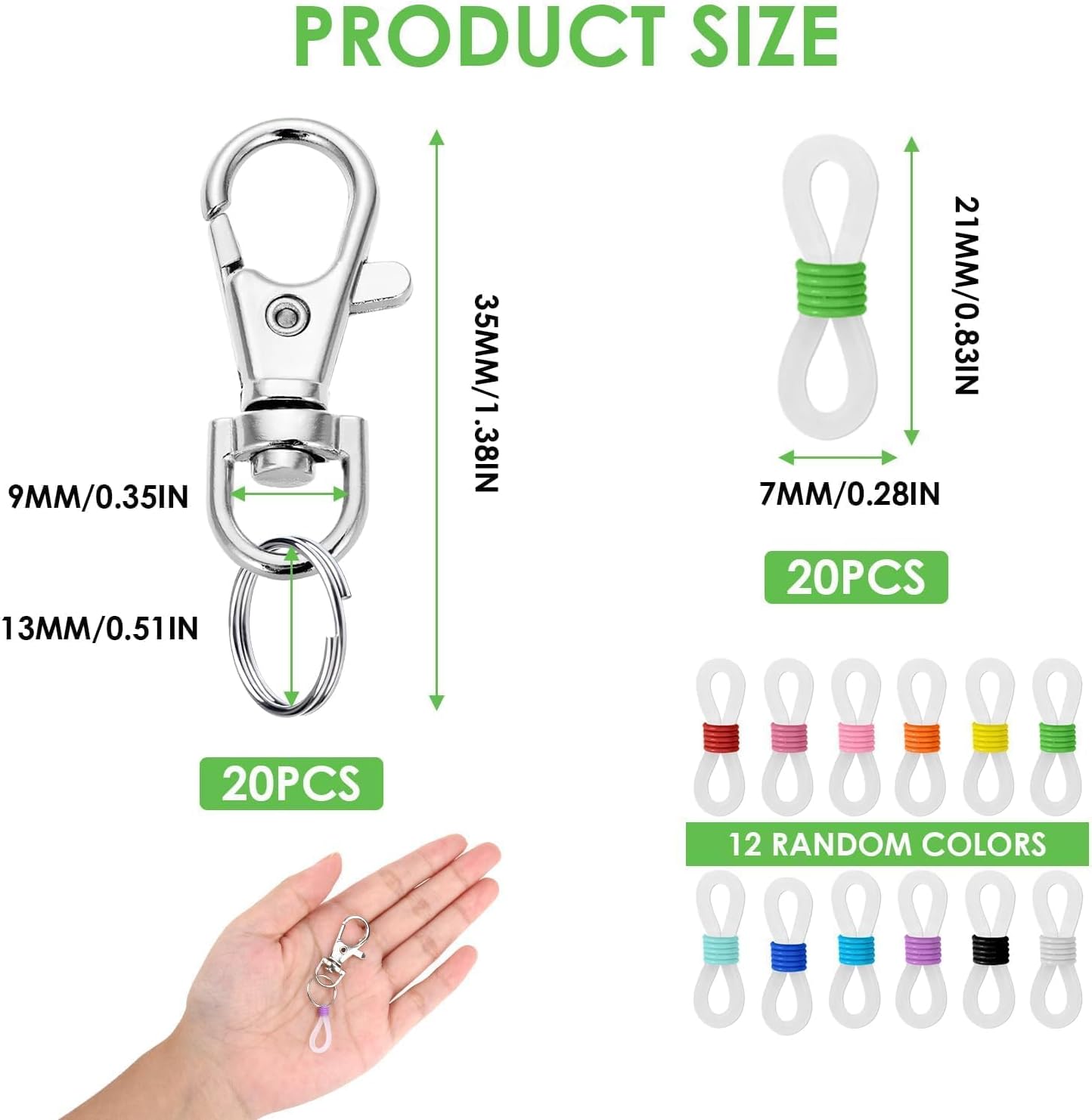 20 Pack Pen Holder for Lanyard, Retractable Badge Reel Accessories, Colorful Silicone Clips with Lobster Clasps, Mini Pen Clips for Badge Mini Sharpie, Nurse Teacher Student Aattachment for Daily Use