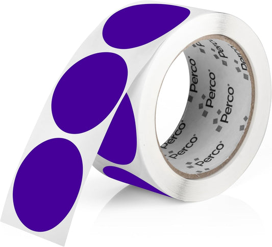 Perco Purple 2-Inch Round Circle Dot Sticker Labels with Easy Peel Perforation - 500 Labels per Roll - Strong Adhesion, Vibrant Colors for Organizing, Crafting & More - Made in USA