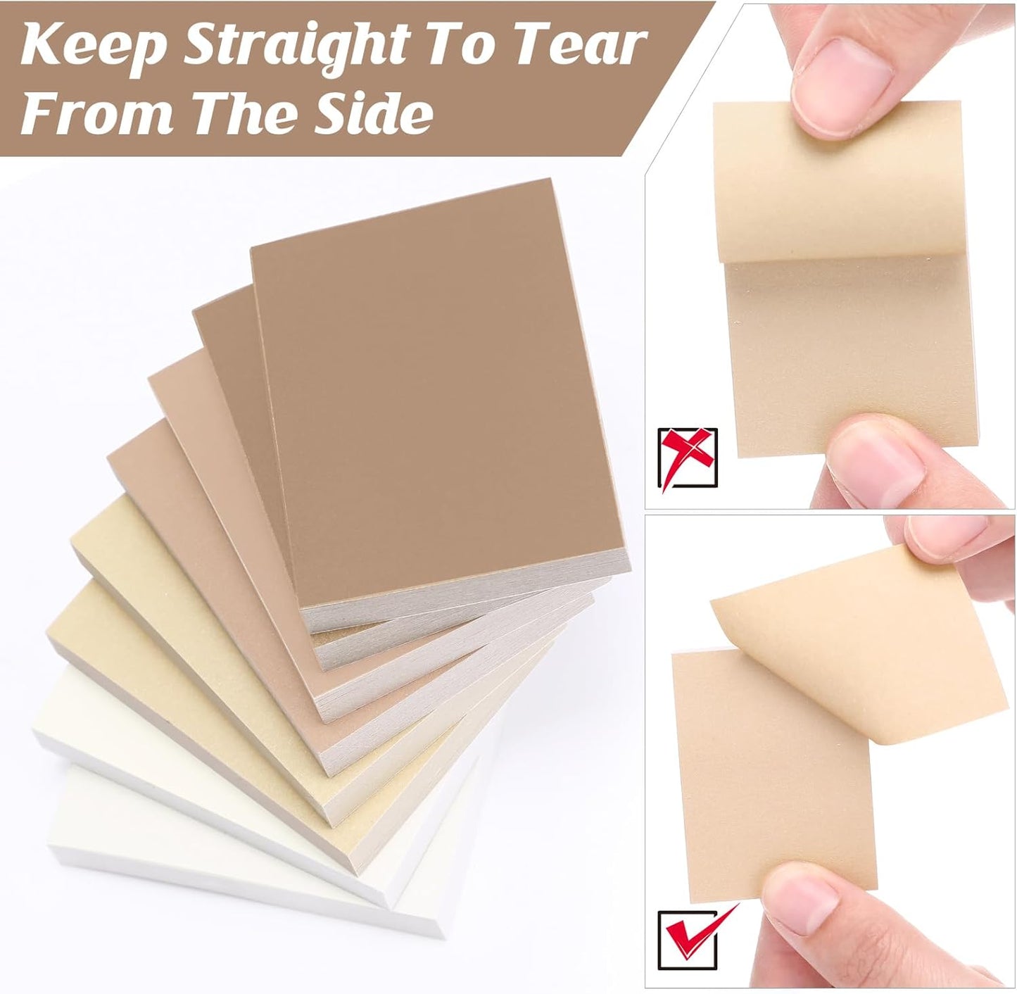 Fainne 60 Pads Sticky Notes Bulk 1.5 x 2 Inch Mini Self Stick Note Small Assorted Bright Colors Paper Memo for Office School Notebook Supplies 50 Sheets/pad (Simple Style,Khaki Series)