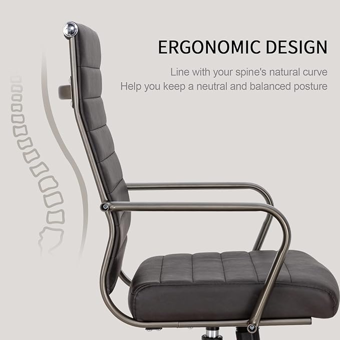 Okeysen Office Desk Chair Conference Room Chairs Modern Ergonomic Executive Swivel Chair Adjustable Height PU Leather Home Desk Chair with Armrests Comfy Computer Task Chairs with Wheels (Retro Black)