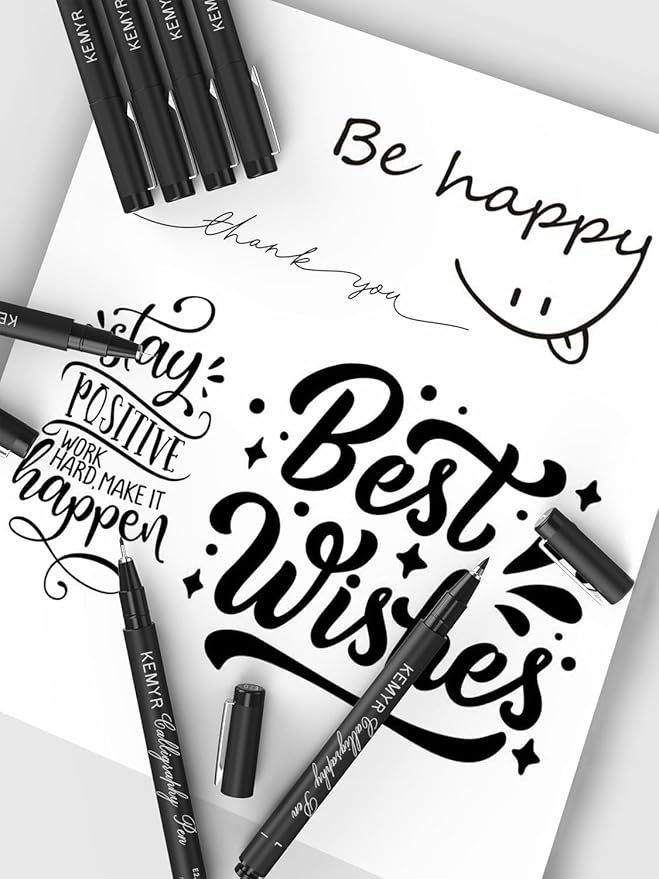 4 Micro Fine liner Drawing Art Pens Calligraphy Pens: M Size Black Art supplies Waterproof Archival Black Ink Markers For Artists,Use for Professional Watercolor,Sketching