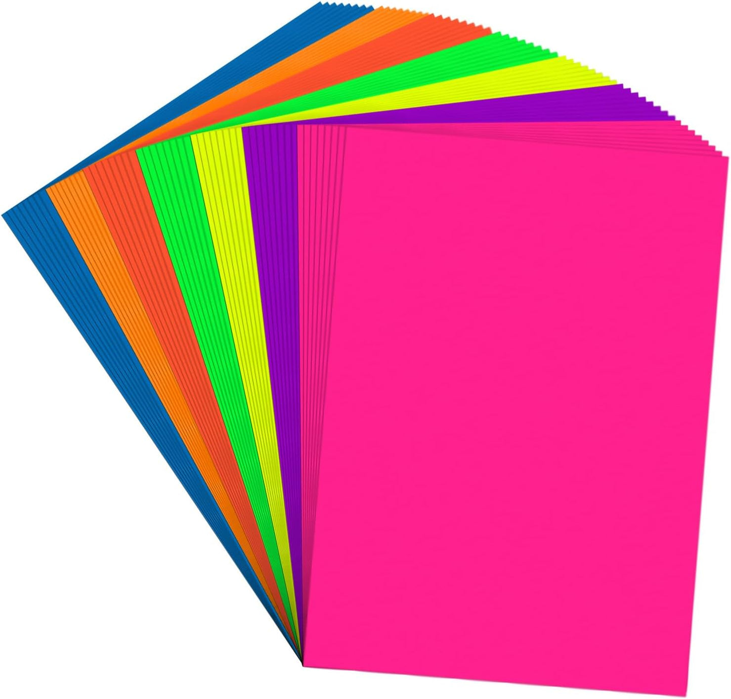 Colored Cardstock 5 in x 7 in,56 Sheet Fluorescent Neon Index Paper 250 GSM/90 LB HeavyWeight Card Stock Set of 7 Colors for Cutting DIY Art Craft