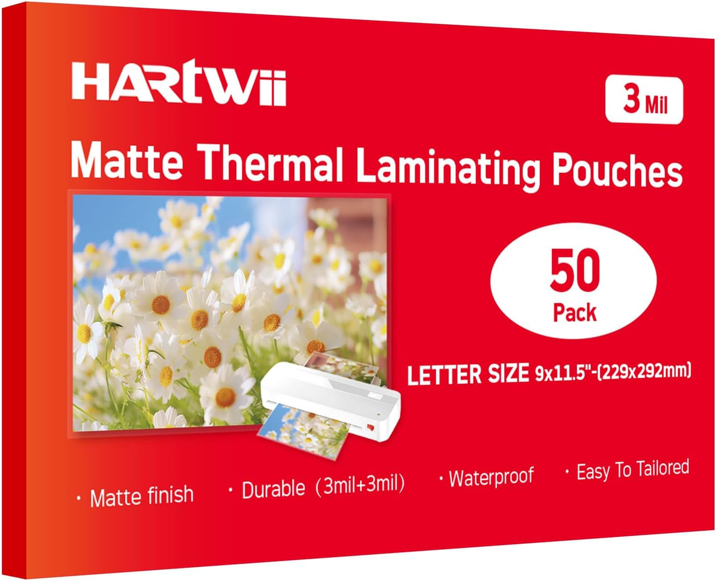 Matte Laminating Sheets 9 x 11.5 Inches, 3 Mil Thick, 50 Pack,Clear Anti-Glare 8.5 x 11 Matte Thermal Laminating Pouches for Letter Size (50)