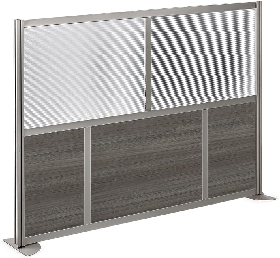 NBF Office Partitions - Cubicle Privacy Panel Wall Divider - Modern Room Separator with Quick Assembly - Indoor Laminate Free Standing Portable Room Divider Panel - 52" H x 73" W (Gray)
