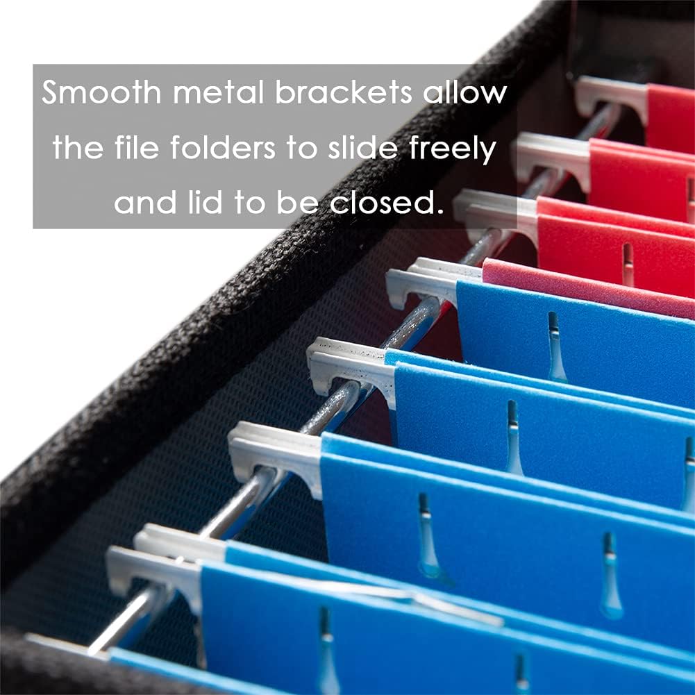 PRANDOM File Organizer Box - Set of 1 Collapsible Decorative Linen Filing Storage Hanging File Folders with Lids Office Cabinet Letter Size Black (14x9.3x10.8 inch)