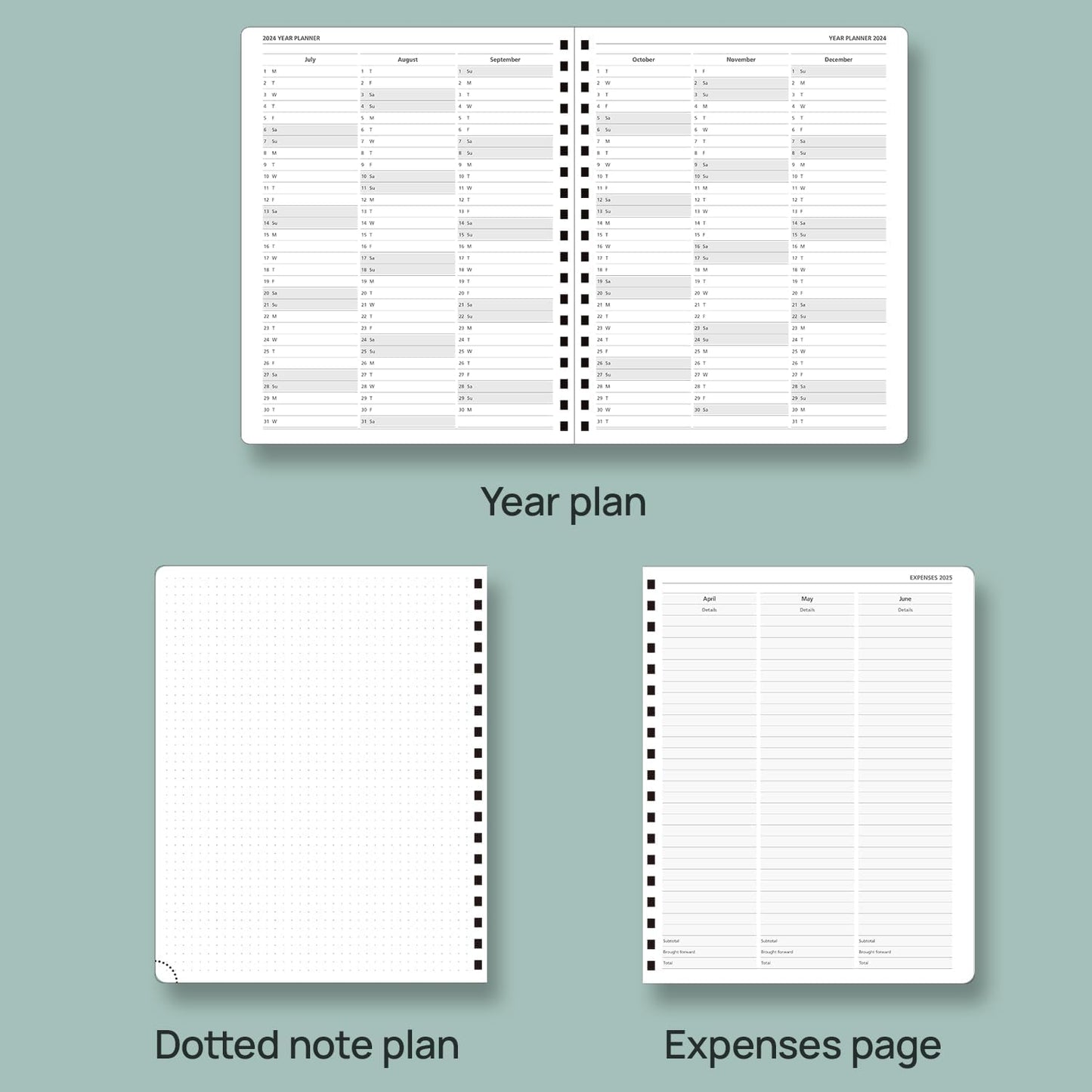 POPRUN Academic Planner 2025-2026 (July 2025-June 2026), Daily Weekly and Monthly Appointment Book (Wirebound Hard Cover - 10'' x 8'') with Hourly Time Slots, Tabs, 100 GSM - Haze Blue