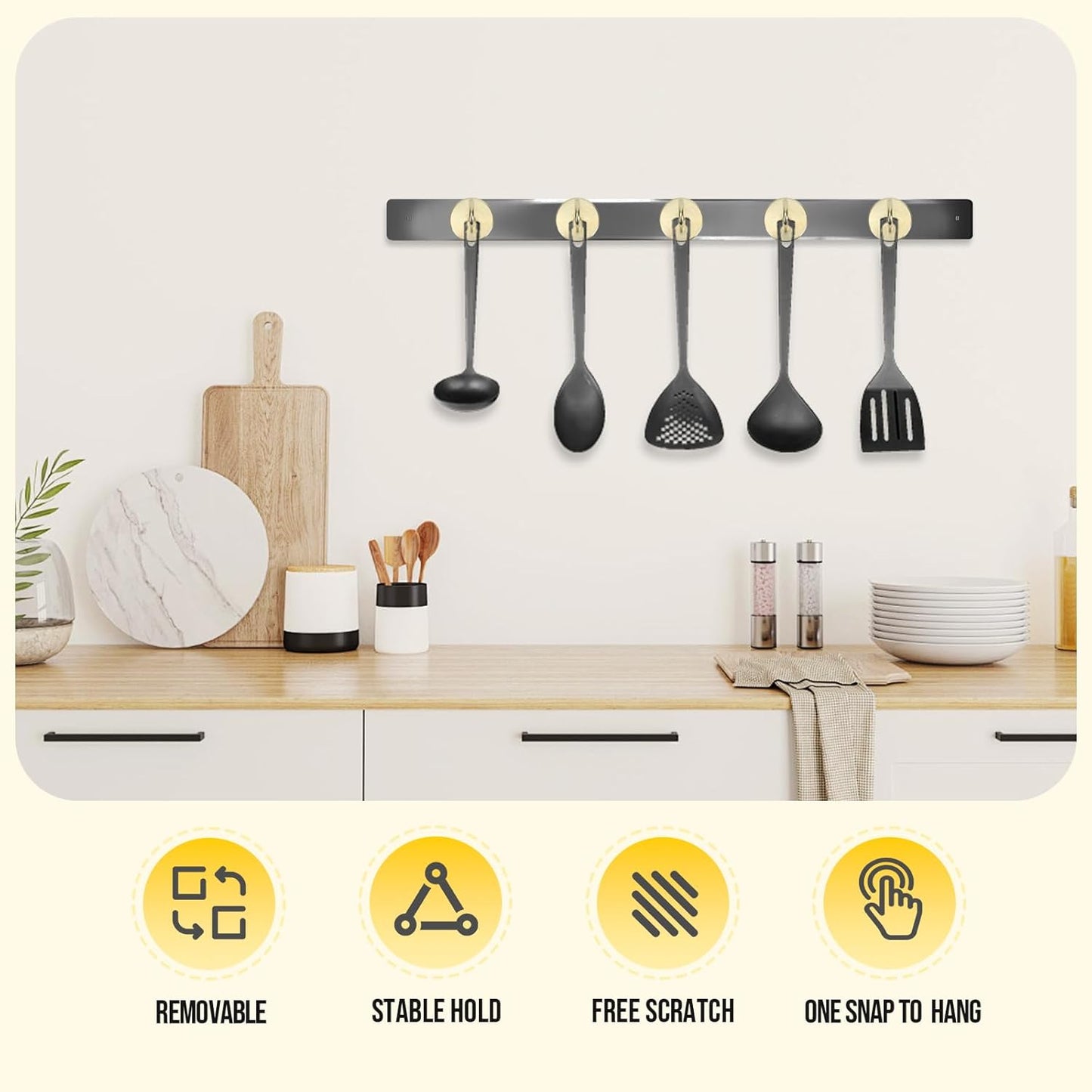 Neosmuk Magnetic Hooks, Heavy Duty 170lb Strong Magnets for Cruise Cabins, Ship Essentials, Large Metal Hooks for Hanging on Fridge(Gold,Pack of 4)