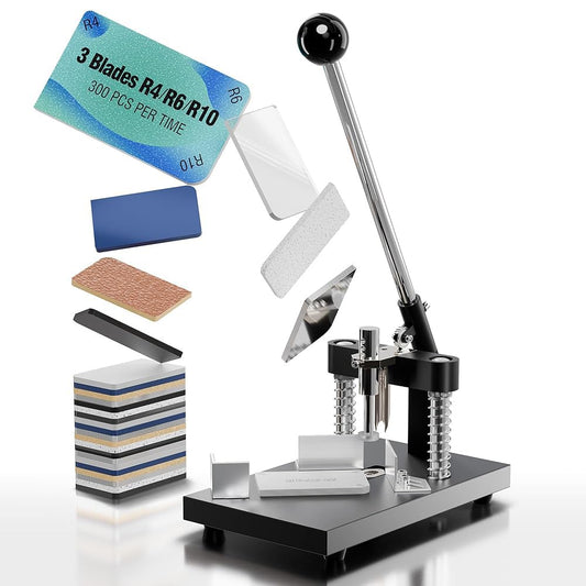 PYY Corner Rounder Punch Cutter - Round Edge Paper Cardstock Laminate Business Card Photo Crafting Tool Machine | 3 Dies R4mm R6mm R10mm Blades | Max 30mm/1.2" Cutting Thickness | Heavy Duty A3 Steel