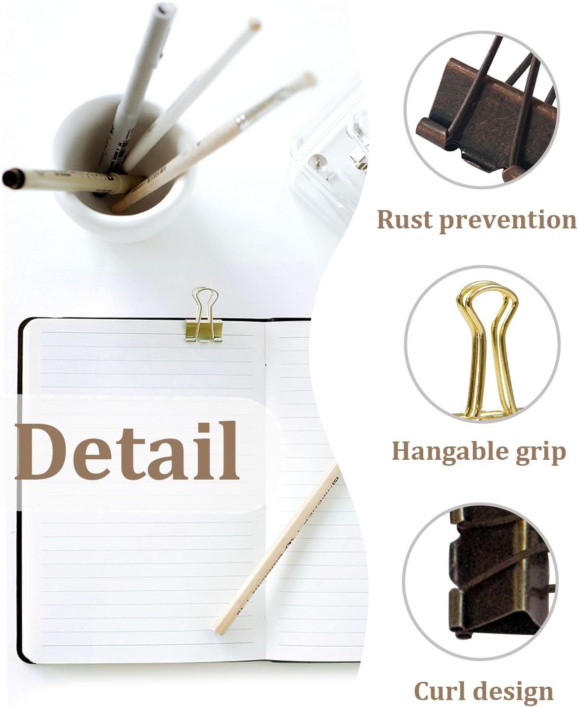 Standard Binder Clips 1in 24-Pack - Bronze Office Clips for Documents & Crafts