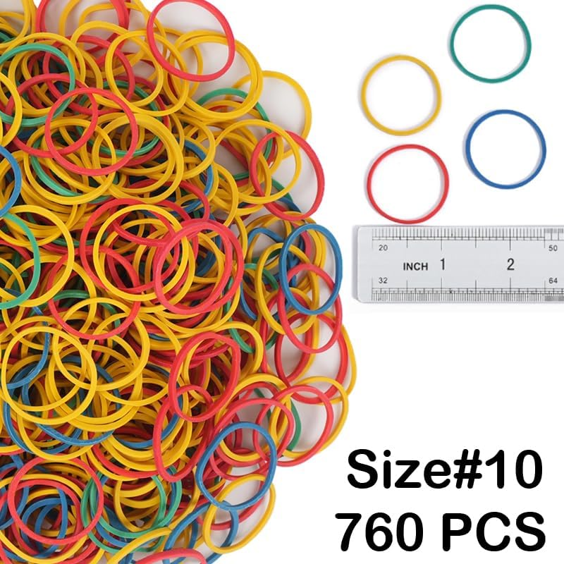 Rubber Bands Size#10 760pcs Elastic Rubber Band 1 inch Multicolour Rubber Bands for Office Supplies File Folders Money