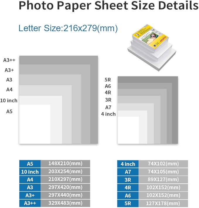 MR.R Single Side High Glossy Inkjet Photo Paper Letter Size 8.5"x11" with 100 sheets per pack 135gsm 35LB