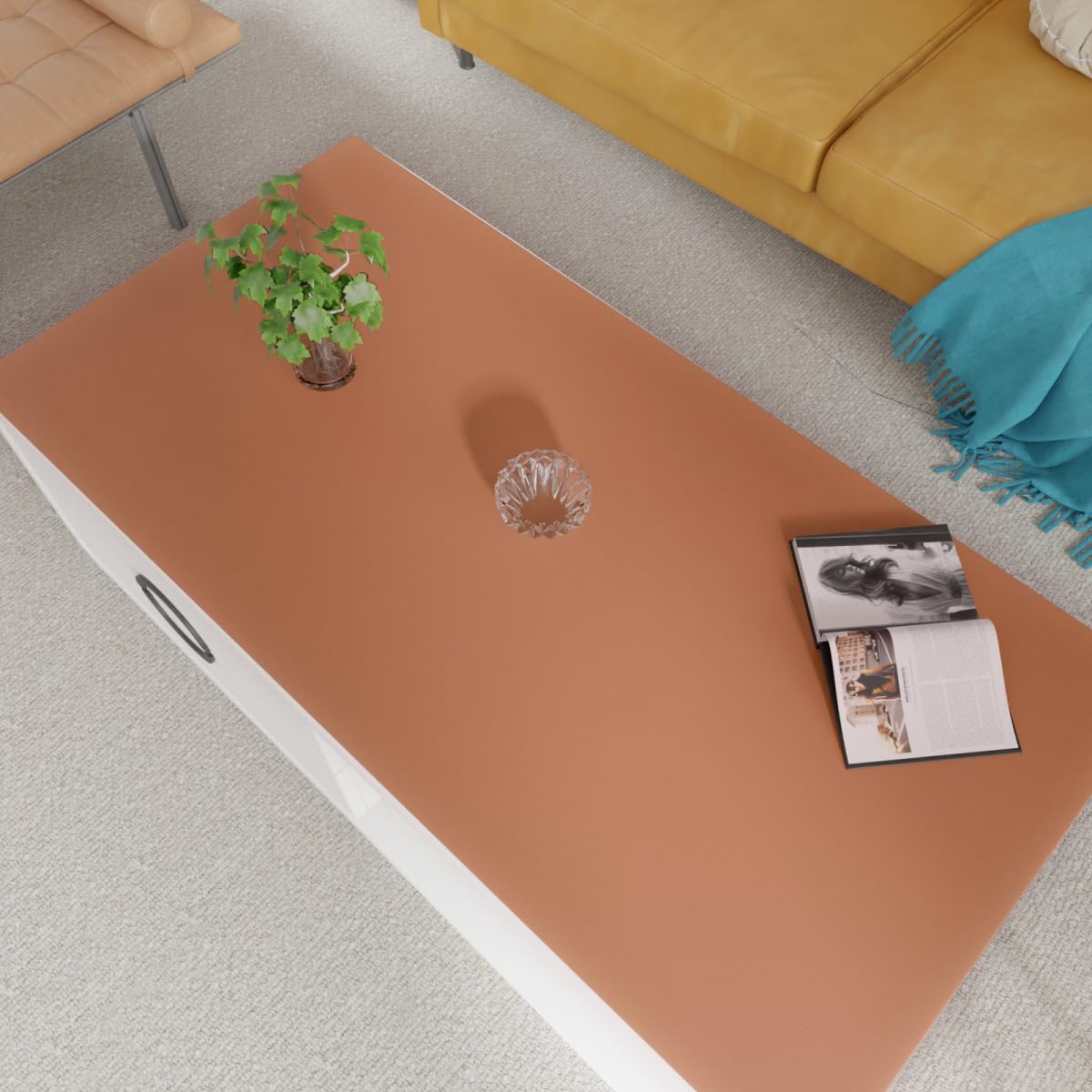 Leather Table Cover,1.8mm Thick,24x60 Inch Desk Cover,Large Desk Mat,Table Protector,Table Cover Protector,Desk Protector,Table Pad,(Brown+Gray,24x60)