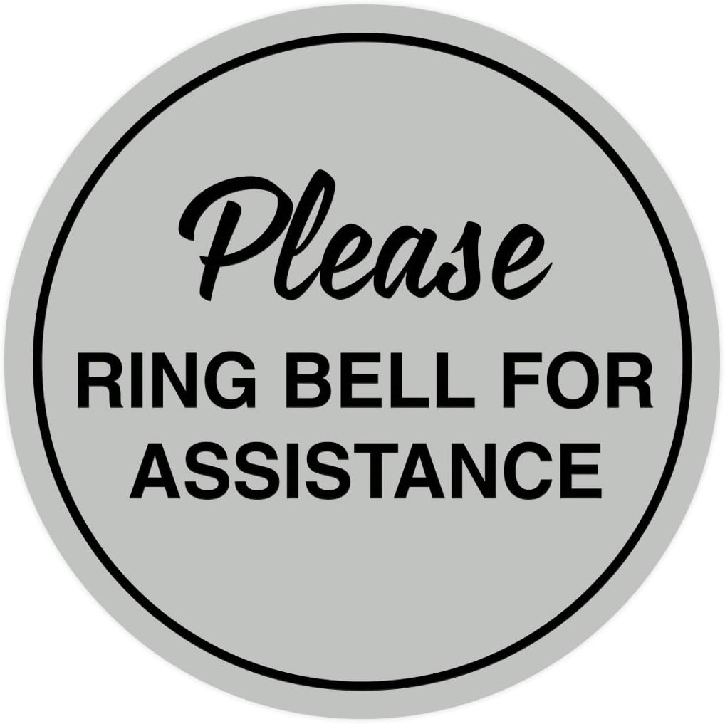 Signs ByLITA Circle Please Ring Bell For Assistance Wall or Door Sign | Easy Installation | Front Desk Reception Sign (Lt Gray) - X-large (2 Pack)