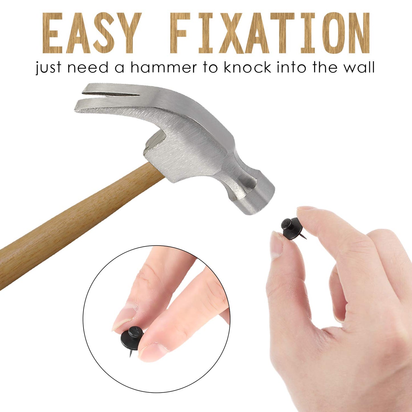 Push Pins Picture Hangers Double Headed Thumb Tacks Wall Hooks for Wall Hangings Picture Hangers Nails Small Photo Hanging Hook Pins for Home Office Photo Decor(Black,80 Pieces)