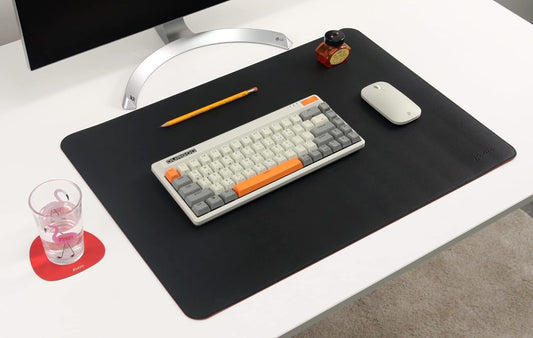 Dual-Sided Leather Desk Pad,Blotter for Laptop Computer,Mouse Pad,Writing,Drawing,Arts and Craft Mat (17"x24", Black/Red)