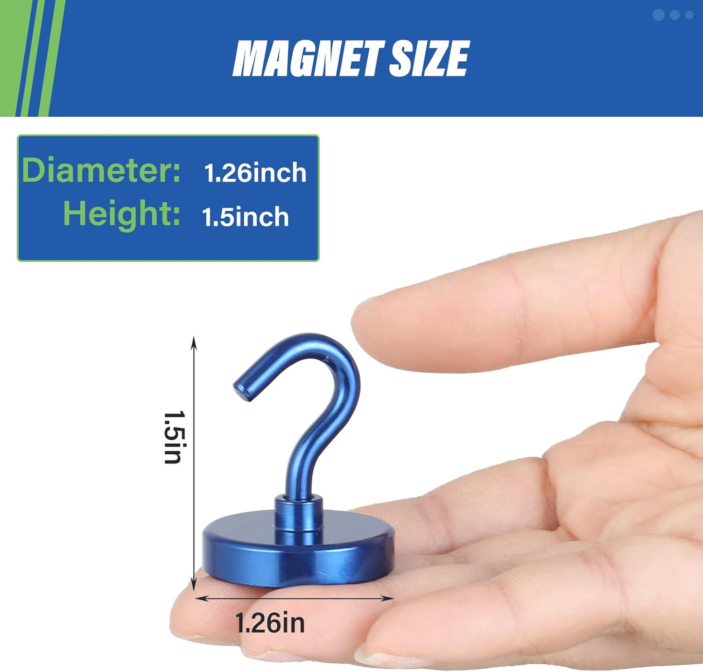 Neosmuk Magnetic Hooks Heavy Duty, Strong Magnet with Hook for Fridge, Super Neodymium Extra Strength Industrial Hooks for Hanging, Magnetic Hanger for Toolbox, Cruise, Grill(Navyblue,4 Pack)