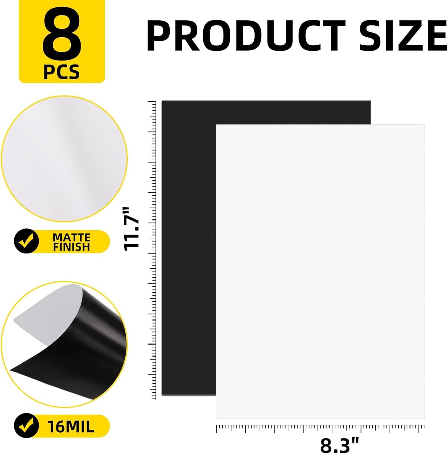 DIYMAG Printable Magnetic Sheets, 8.3" x 11.7" 8Pcs Flexible Magnet Sheet Matte Paper for Inkjet Printer, Photo Magnetics for DIY Crafts