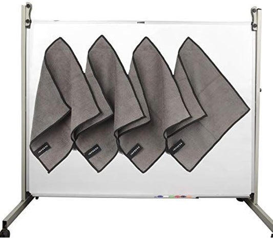 Impresa Magnetic Microfiber Dry Erase Cloth Erasers - 10 in x 10 in, 4-Pack, White, Reusable & Washable - Strong Magnet Grip for Whiteboards & More - Teacher Supplies & Classroom Must Haves