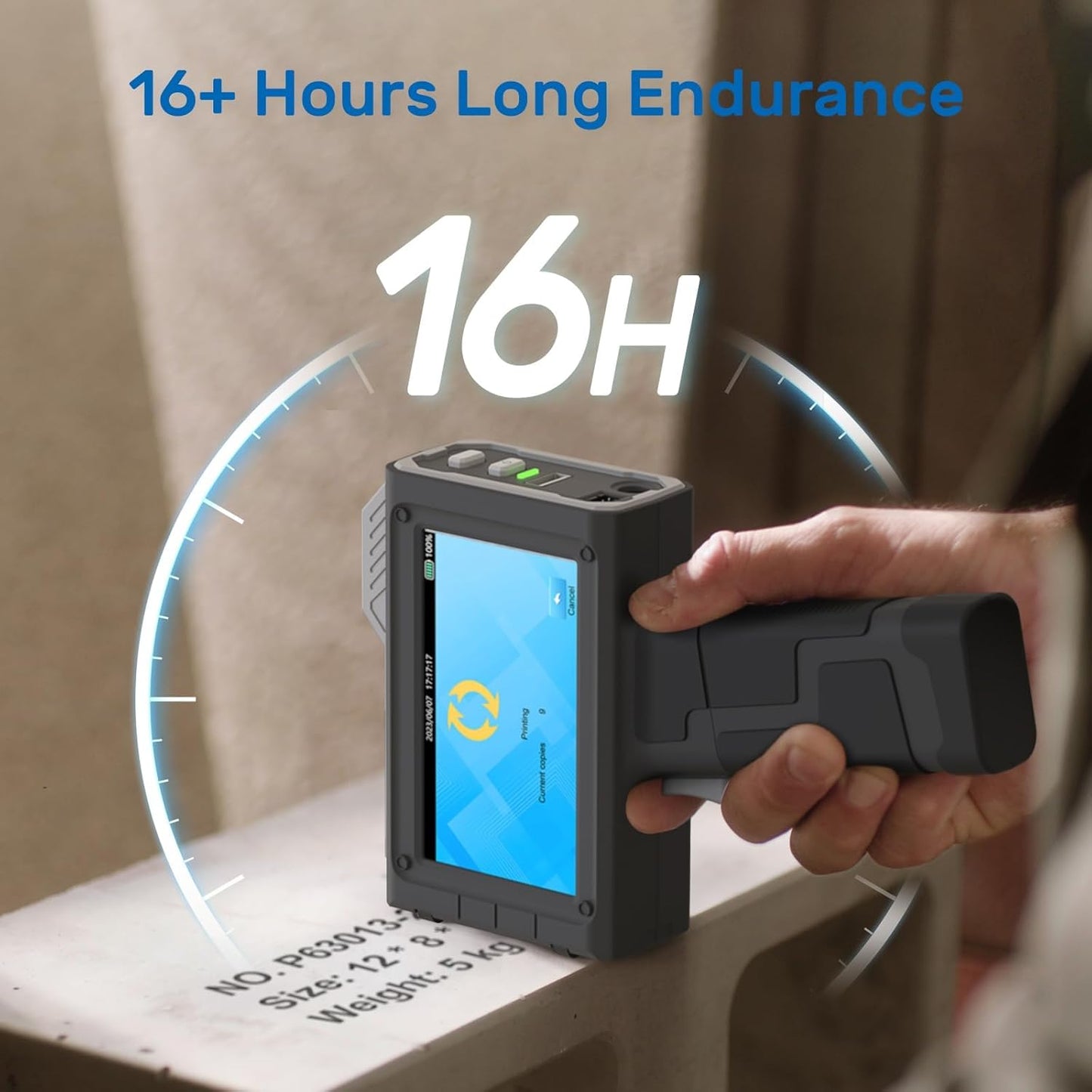 BENTSAI Handheld Inkjet Printer BT-HH6205BL Upgraded with 16H Long Lasting 0.5Inch Use with Photoelectric Sensor for Assembly Line for Date QR Code UPC Barcode Logo Batch Number on Carton Plastic Wood