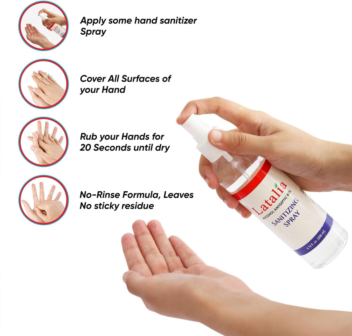 Hand Sanitizer Spray - Pack of 6 Unscented Spray Hand Sanitizer for Hands (6.67 Fl oz)